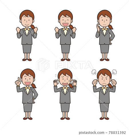 Female office worker facial expression pose set Female office worker facial expression pose set 78831392