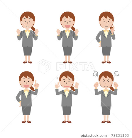 Female office worker facial expression pose set Female office worker facial expression pose set 78831393