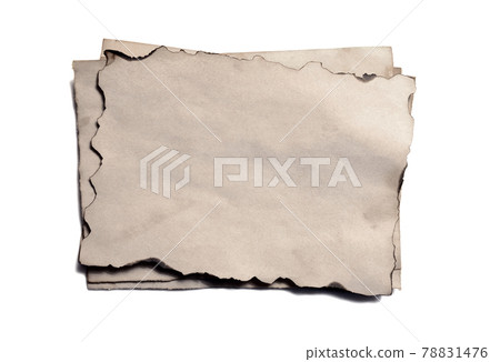 Few old blank pieces of antique vintage crumbling paper manuscript or parchment 78831476