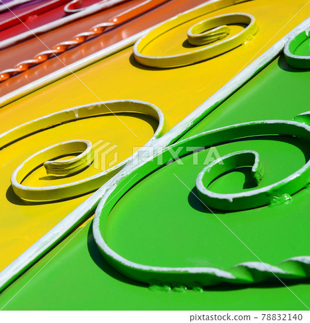 Metal texture of a piece of colored wall with a forged pattern Metal texture of a piece of colored wall with a forged pattern 78832140