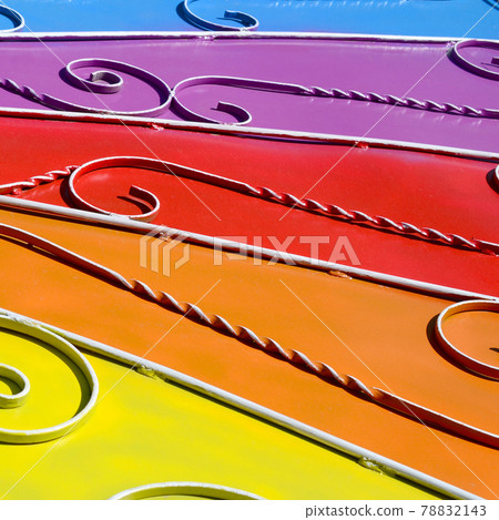 Metal texture of a piece of colored wall with a forged pattern Metal texture of a piece of colored wall with a forged pattern 78832143