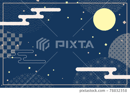 觀月插畫背景素材 78832358