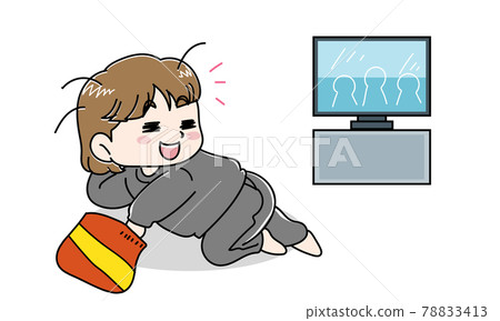 一個女人看電視的插圖 一個女人看電視的插圖 78833413