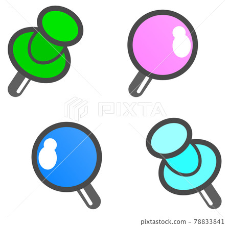 Illustrations by type of colorful pushpins 78833841