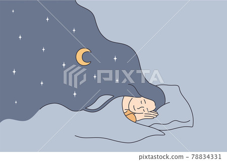Having sweet dreams at night concept. Having sweet dreams at night concept. 78834331
