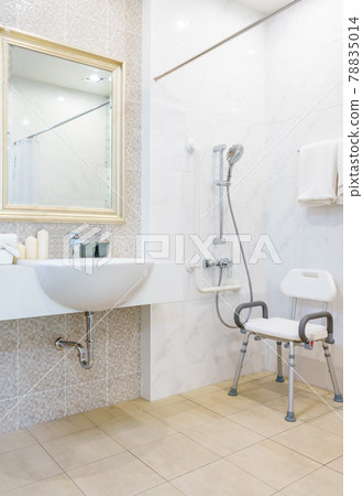 Toilet for the elderly and the disabled.It have two-sided handle for support the body and slip protection. Safety public toilet. Toilet for the elderly and the disabled.It have two-sided handle for support the body and slip protection. Safety public toilet. 78835014