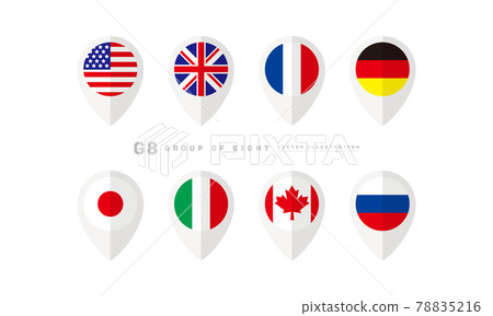 G8 flag point icon set 78835216