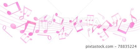 粉紅色樂譜的水彩觸摸插圖 粉紅色樂譜的水彩觸摸插圖 78835224