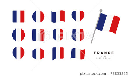 法國國旗圖標設置各種形狀的矢量圖 78835225