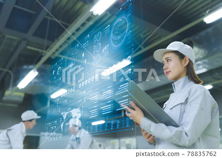 Technicians working in production / factory 78835762