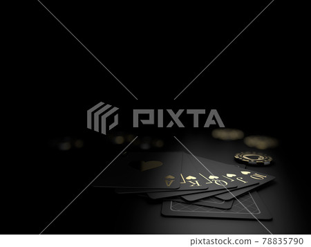 3d Rendering of Royal flash of hearts, on the black background 78835790