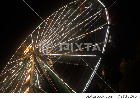 Ferris wheel at the amusement park, night illumination 78836269