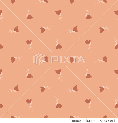 Geometric style seamless floral pattern with doodle little flowers elements. Pink pale background. 78836361