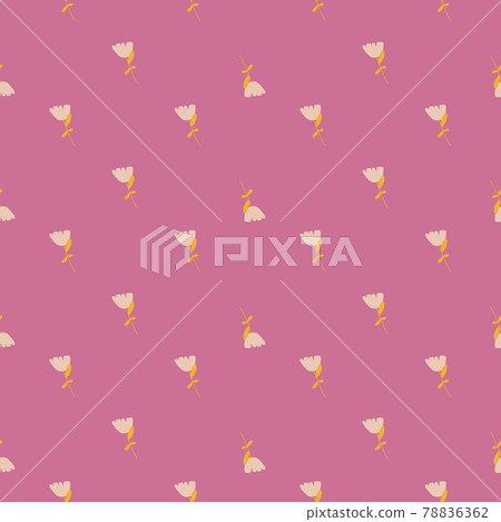 Little doodle flowers silhouettes seamless nature floral pattern. Pink background. Bloom ornament. 78836362