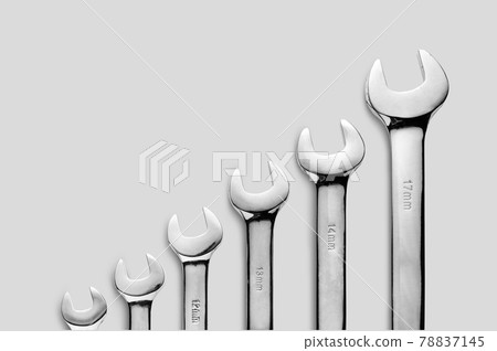 The wrench steel tools for repair and build in composition until small size to biggest size The wrench steel tools for repair and build in composition until small size to biggest size 78837145
