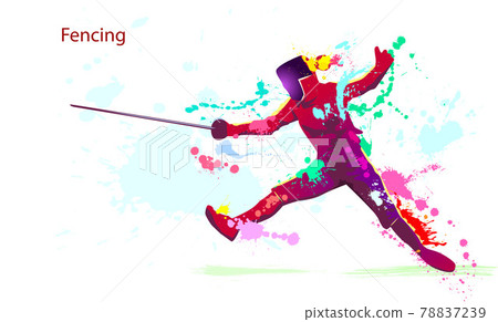 Fencer colorful bright silhouette Fencer colorful bright silhouette 78837239