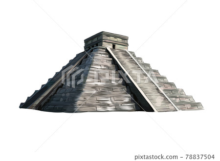 Temple of Kukulkan, pyramid at Chichen Itza, Yucatan, Mexico from a splash of watercolor, colored drawing, realistic 78837504