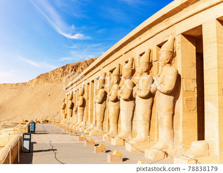 Mortuary Temple of Hatshepsut, northern colonnaded facade of the upper terrace, Luxor, Egypt 78838179