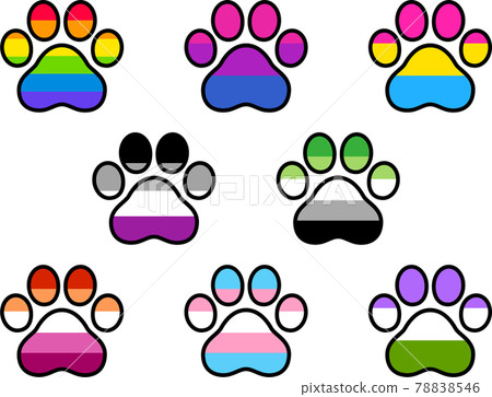 LGBT pride flags paw shape LGBT pride flags paw shape 78838546