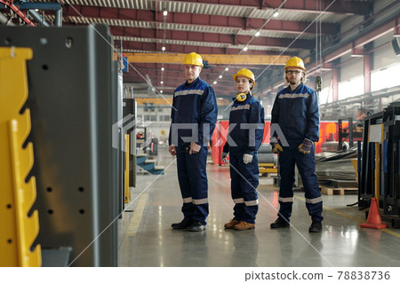 Workers of compressor plant standing in row Workers of compressor plant standing in row 78838736