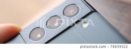 Closeup of mobile phone camera on back cover Closeup of mobile phone camera on back cover 78839322