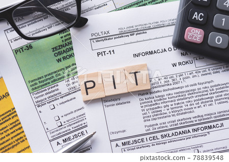 Tax income concept with polish tax form Tax income concept with polish tax form 78839548