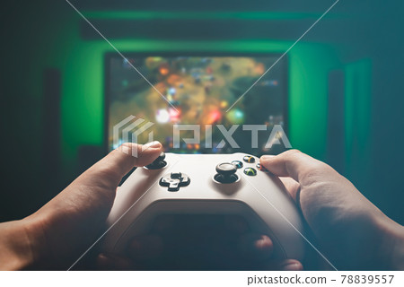 Video Gaming Console Man Playing Rpg Strategy Game Stock Photo - Download  Image Now - iStock