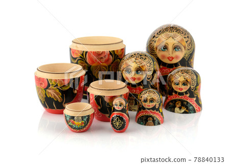 Matryoshka family traditional wooden dolls 78840133
