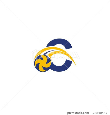letter C with smashing volley ball icon logo design template letter C with smashing volley ball icon logo design template 78840487