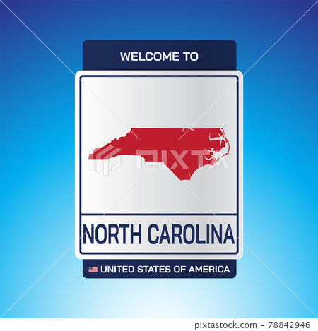 The Sign United states of America with  message, North Carolina and map on Blue Background vector art image illustration. 78842946