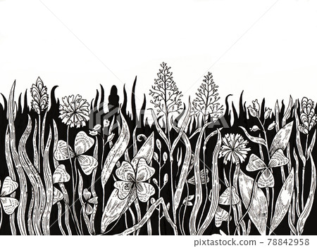 Background with hand drawn meadow herbs. 78842958