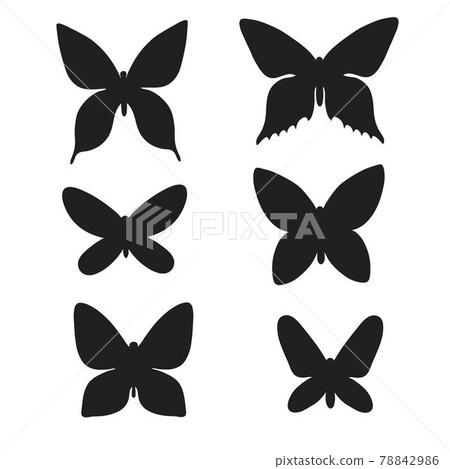 Set of butterflies shapes. Vector illustration 78842986