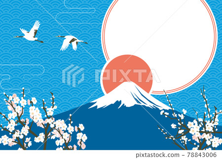 Fuji and Shiraume (crane and Qinghai wave) at the first sunrise Fuji and Shiraume (crane and Qinghai wave) at the first sunrise 78843006
