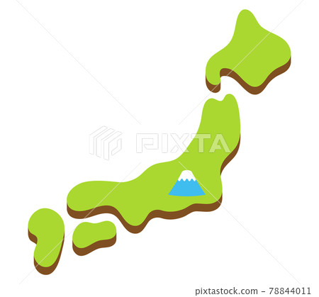 日本的三維日本列島和富士山圖標POP圖 78844011