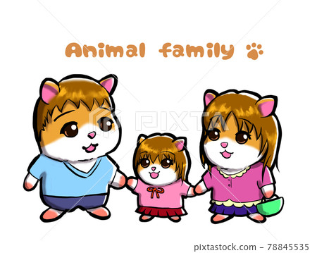 Illustration material that hamster couple and daughter are walking happily 78845535
