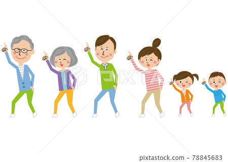 流行家族第 4 代和第 3 代家庭笑著跳舞 78845683