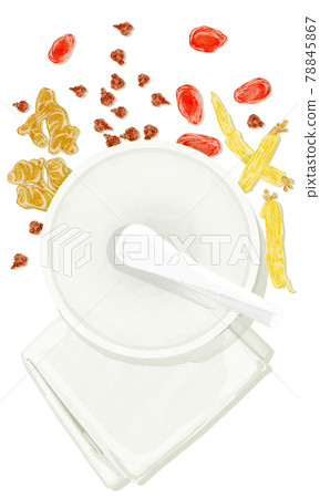 Hand-painted watercolor-style illustration of the Chinese herbal medicine "Kurei-Yuyu" 78845867