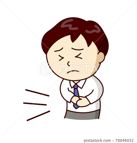 一個似乎胃痛受苦的商人 78846032