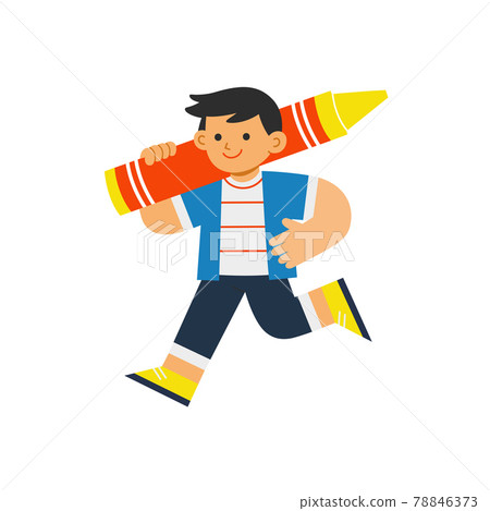 Adorable kid holding a crayon. 78846373