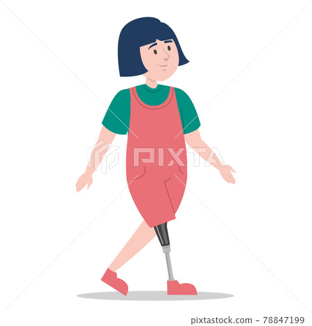 Girl with prosthetic bionic leg vector isolated Girl with prosthetic bionic leg vector isolated 78847199