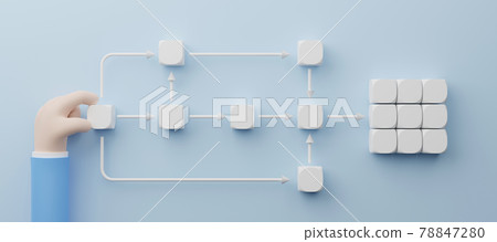 Hand holding white cube arranging processing management 78847280