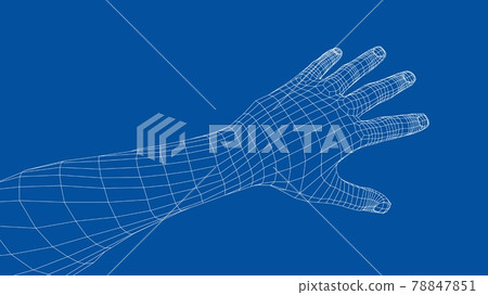 Open palm hand gesture of male hand. Vector Open palm hand gesture of male hand. Vector 78847851