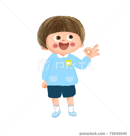 A kindergarten child who makes an OK mark with his finger A kindergarten child who makes an OK mark with his finger 78848040