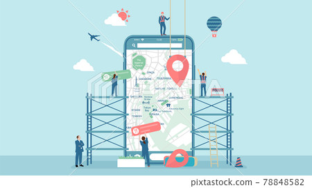 Smartphone map / MAP app concept banner illustration Smartphone map / MAP app concept banner illustration 78848582