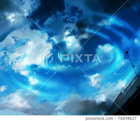 Illustration of clouds floating in the night... - Stock Illustration ...
