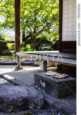 放在墊腳石上的女式涼鞋 78848868