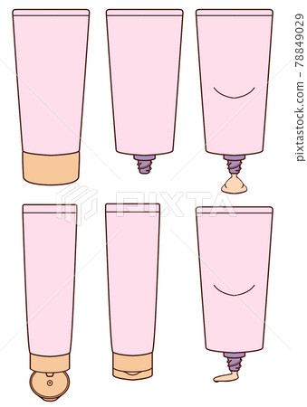 Illustration of two types of tube-type containers, colored in pink 78849029