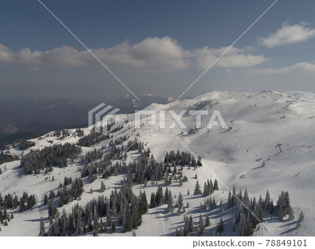 sunny winter day with fresh snow in ski resort sunny winter day with fresh snow in ski resort 78849101