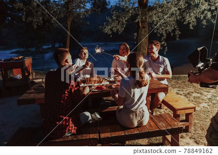 french dinner party on summer french dinner party on summer 78849162