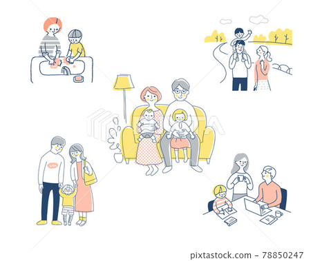 Young family lifestyle scene set 78850247